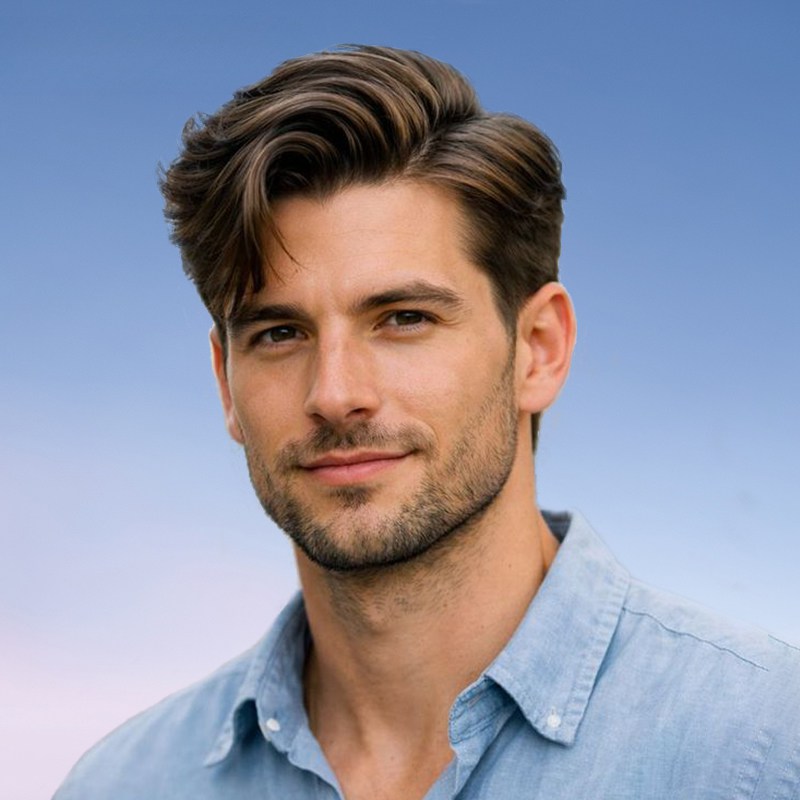 0608V|0.06-0.08 mm V - Loop | Bio - Skin - Haarsystem f&uuml;r M&auml;nner | Kein Glanz bei Licht, Pa&szlig;t gut zu Ihrer Haut